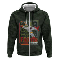 Tuskegee Airmen 332nd Spit Fire Zip Hoodie Camo Moss Green - Wonder Print Shop