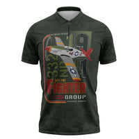 Tuskegee Airmen 332nd Spit Fire Zipper Polo Shirt Camo Moss Green - Wonder Print Shop