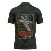 Tuskegee Airmen 332nd Spit Fire Zipper Polo Shirt Camo Moss Green - Wonder Print Shop