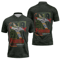 Tuskegee Airmen 332nd Spit Fire Zipper Polo Shirt Camo Moss Green - Wonder Print Shop