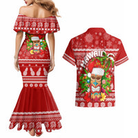 Hawaii Tiki Christmas Couples Matching Mermaid Dress and Hawaiian Shirt Mele Kalikimaka LT7 - Wonder Print Shop