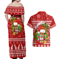 Hawaii Tiki Christmas Couples Matching Off Shoulder Maxi Dress and Hawaiian Shirt Mele Kalikimaka LT7 - Wonder Print Shop