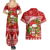 Hawaii Tiki Christmas Couples Matching Summer Maxi Dress and Hawaiian Shirt Mele Kalikimaka LT7 - Wonder Print Shop