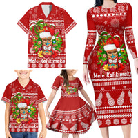 Hawaii Tiki Christmas Family Matching Long Sleeve Bodycon Dress and Hawaiian Shirt Mele Kalikimaka LT7 - Wonder Print Shop