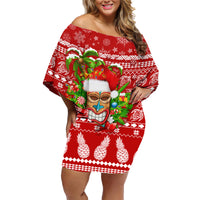 Hawaii Tiki Christmas Family Matching Off Shoulder Short Dress and Hawaiian Shirt Mele Kalikimaka LT7 - Wonder Print Shop