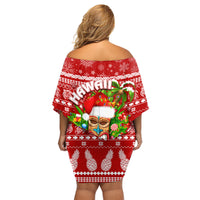 Hawaii Tiki Christmas Family Matching Off Shoulder Short Dress and Hawaiian Shirt Mele Kalikimaka LT7 - Wonder Print Shop