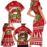 Hawaii Tiki Christmas Family Matching Short Sleeve Bodycon Dress and Hawaiian Shirt Mele Kalikimaka - Wonder Print Shop