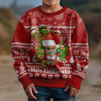 Hawaii Tiki Christmas Kid Ugly Christmas Sweater Mele Kalikimaka - Wonder Print Shop