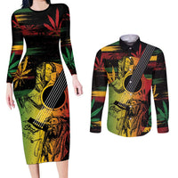 Personalised Reggae Soul Couples Matching Long Sleeve Bodycon Dress and Long Sleeve Button Shirt Sketch Style LT7 - Wonder Print Shop