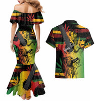 Personalised Reggae Soul Couples Matching Mermaid Dress and Hawaiian Shirt Sketch Style LT7 - Wonder Print Shop