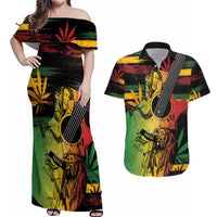 Personalised Reggae Soul Couples Matching Off Shoulder Maxi Dress and Hawaiian Shirt Sketch Style LT7 - Wonder Print Shop