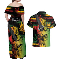 Personalised Reggae Soul Couples Matching Off Shoulder Maxi Dress and Hawaiian Shirt Sketch Style LT7 - Wonder Print Shop