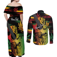 Personalised Reggae Soul Couples Matching Off Shoulder Maxi Dress and Long Sleeve Button Shirt Sketch Style LT7 - Wonder Print Shop