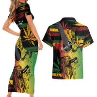 Personalised Reggae Soul Couples Matching Short Sleeve Bodycon Dress and Hawaiian Shirt Sketch Style LT7 - Wonder Print Shop