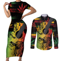 Personalised Reggae Soul Couples Matching Short Sleeve Bodycon Dress and Long Sleeve Button Shirt Sketch Style LT7 - Wonder Print Shop