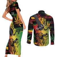 Personalised Reggae Soul Couples Matching Short Sleeve Bodycon Dress and Long Sleeve Button Shirt Sketch Style LT7 - Wonder Print Shop
