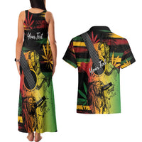 Personalised Reggae Soul Couples Matching Tank Maxi Dress and Hawaiian Shirt Sketch Style LT7 - Wonder Print Shop