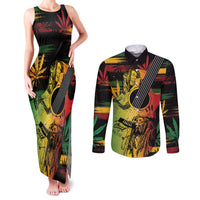 Personalised Reggae Soul Couples Matching Tank Maxi Dress and Long Sleeve Button Shirt Sketch Style LT7 - Wonder Print Shop