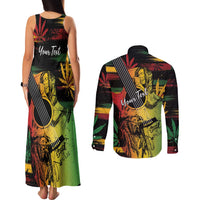 Personalised Reggae Soul Couples Matching Tank Maxi Dress and Long Sleeve Button Shirt Sketch Style LT7 - Wonder Print Shop