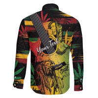 Personalised Reggae Soul Family Matching Off Shoulder Short Dress and Hawaiian Shirt Sketch Style LT7 - Wonder Print Shop