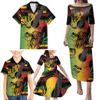 Personalised Reggae Soul Family Matching Puletasi and Hawaiian Shirt Sketch Style - Wonder Print Shop