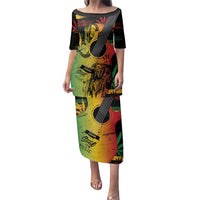 Personalised Reggae Soul Family Matching Puletasi and Hawaiian Shirt Sketch Style - Wonder Print Shop