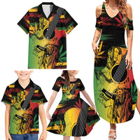 Personalised Reggae Soul Family Matching Summer Maxi Dress and Hawaiian Shirt Sketch Style - Wonder Print Shop