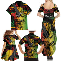 Personalised Reggae Soul Family Matching Summer Maxi Dress and Hawaiian Shirt Sketch Style - Wonder Print Shop