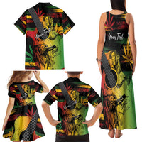 Personalised Reggae Soul Family Matching Tank Maxi Dress and Hawaiian Shirt Sketch Style - Wonder Print Shop
