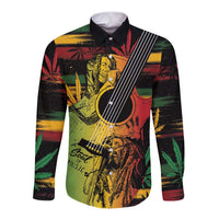 Personalised Reggae Soul Long Sleeve Button Shirt Sketch Style - Wonder Print Shop