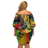Personalised Reggae Soul Off Shoulder Short Dress Sketch Style - Wonder Print Shop