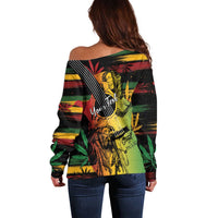 Personalised Reggae Soul Off Shoulder Sweater Sketch Style - Wonder Print Shop