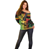 Personalised Reggae Soul Off Shoulder Sweater Sketch Style - Wonder Print Shop