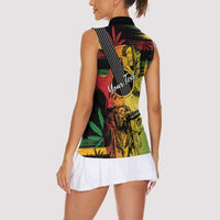 Personalised Reggae Soul Women Sleeveless Polo Shirt Sketch Style - Wonder Print Shop