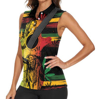Personalised Reggae Soul Women Sleeveless Polo Shirt Sketch Style - Wonder Print Shop