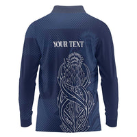 Scotland Rugby Personalized Long Sleeve Polo Shirt Thistle Royal Style