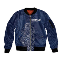 Scotland Rugby Personalized Sleeve Zip Bomber Jacket Thistle Royal Style