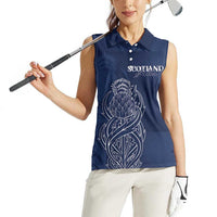 Scotland Rugby Personalized Women Sleeveless Polo Shirt Thistle Royal Style
