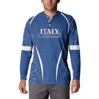 Italy Rugby Personalized Button Sweatshirt Azzurro Savoia - Renaissance Inspired