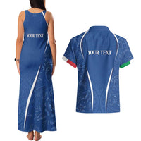 Italy Rugby Personalized Couples Matching Tank Maxi Dress and Hawaiian Shirt Azzurro Savoia - Renaissance Inspired