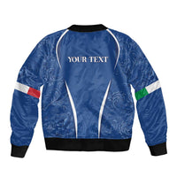 Italy Rugby Personalized Sleeve Zip Bomber Jacket Azzurro Savoia - Renaissance Inspired