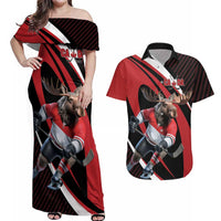 Canada Hockey Personalized Couples Matching Off Shoulder Maxi Dress and Hawaiian Shirt Go Canada Go