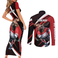 Canada Hockey Personalized Couples Matching Short Sleeve Bodycon Dress and Long Sleeve Button Shirt Go Canada Go