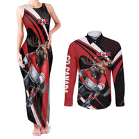 Canada Hockey Personalized Couples Matching Tank Maxi Dress and Long Sleeve Button Shirt Go Canada Go
