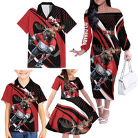 Canada Hockey Personalized Family Matching Off The Shoulder Long Sleeve Dress and Hawaiian Shirt Go Canada Go