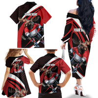 Canada Hockey Personalized Family Matching Off The Shoulder Long Sleeve Dress and Hawaiian Shirt Go Canada Go