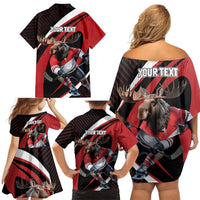 Canada Hockey Personalized Family Matching Off Shoulder Short Dress and Hawaiian Shirt Go Canada Go