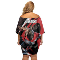 Canada Hockey Personalized Family Matching Off Shoulder Short Dress and Hawaiian Shirt Go Canada Go