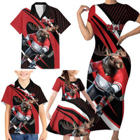 Canada Hockey Personalized Family Matching Short Sleeve Bodycon Dress and Hawaiian Shirt Go Canada Go