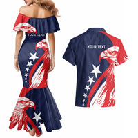 USA Hockey Personalized Eagle Couples Matching Mermaid Dress and Hawaiian Shirt Shoot For The Stars
